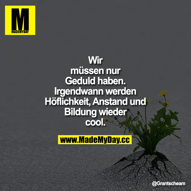 Wir müssen nur Geduld haben. Irgendwann werden Höflichkeit, Anstand und Bildung wieder cool.