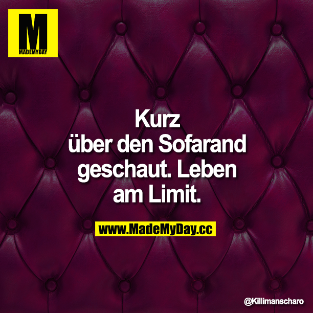 Kurz über den Sofarand geschaut. Leben am Limit.