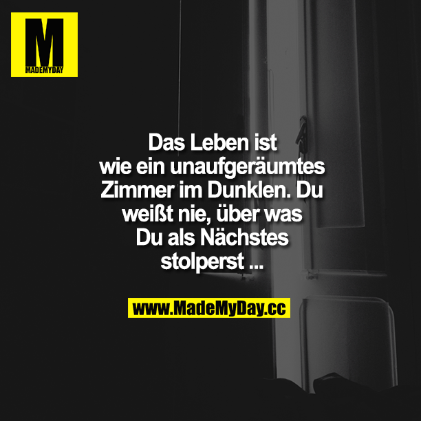 Das Leben ist wie ein unaufgeräumtes Zimmer im Dunklen. Du weißt nie, über was Du als Nächstes stolperst ...
