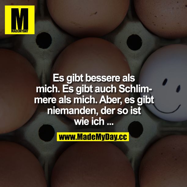 Es gibt bessere als mich. Es gibt auch Schlimmere als mich. Aber, es gibt niemanden, der so ist wie ich ...
