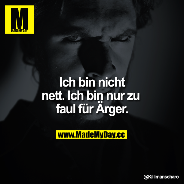 Ich bin nicht nett. Ich bin nur zu faul für Ärger.