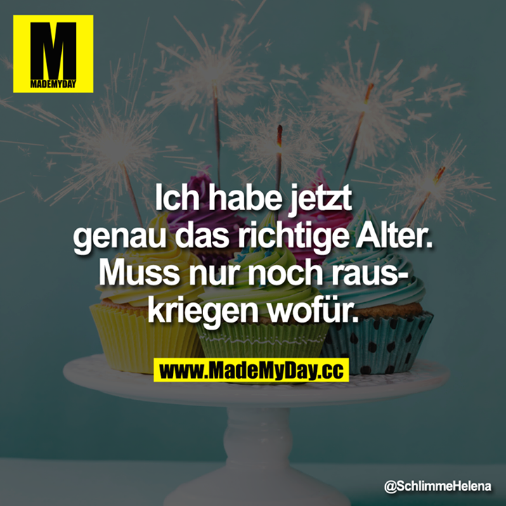 Ich habe jetzt genau das richtige Alter.<br />
Muss nur noch rauskriegen wofür.