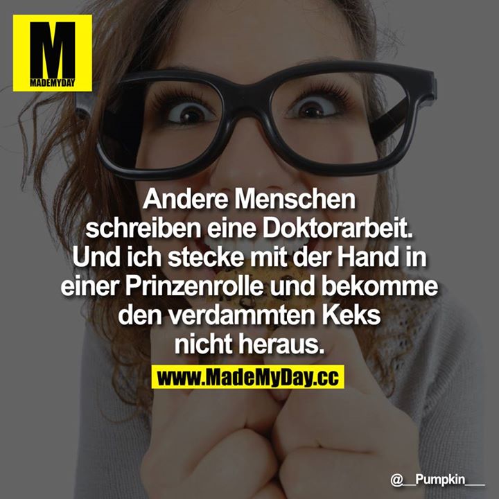 Andere Menschen schreiben eine Doktorarbeit. Und ich stecke mit der Hand in einer Prinzenrolle und bekomme den verdammten Keks nicht heraus.
