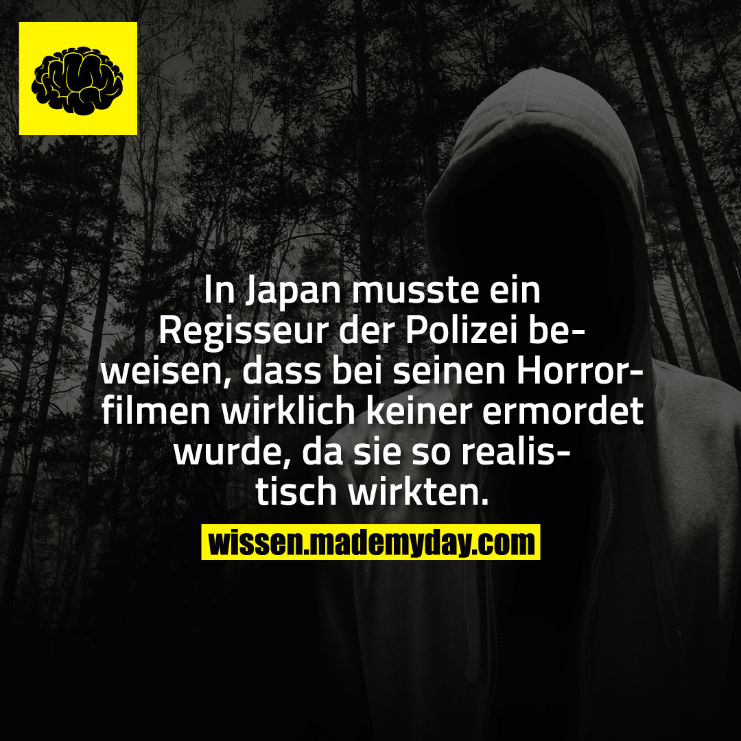 In Japan musste ein Regisseur der Polizei beweisen, dass bei seinen Horrorfilmen wirklich keiner ermordet wurde, da sie so realistisch wirkten.
