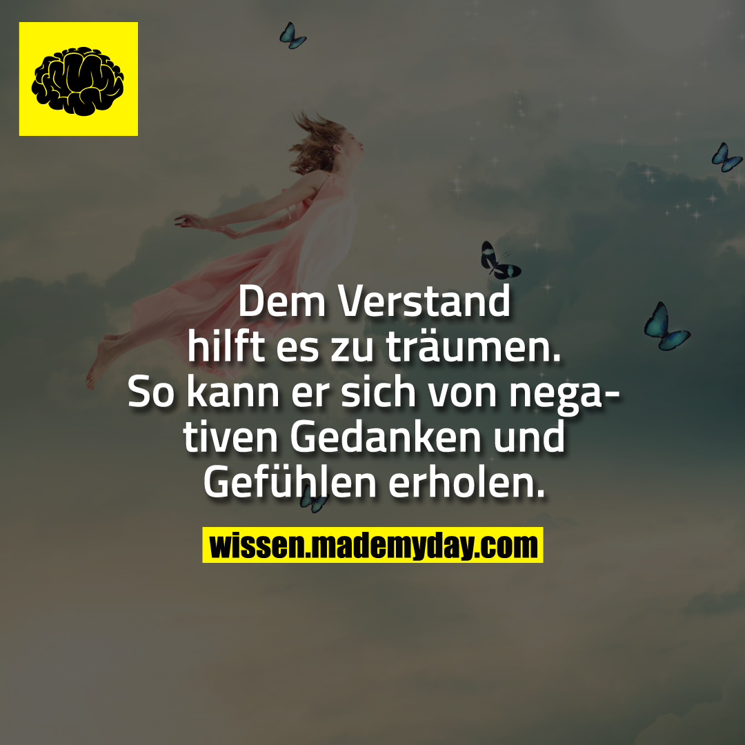 Dem Verstand hilft es zu träumen. So kann er sich von negativen Gedanken und gefühlen erholen.