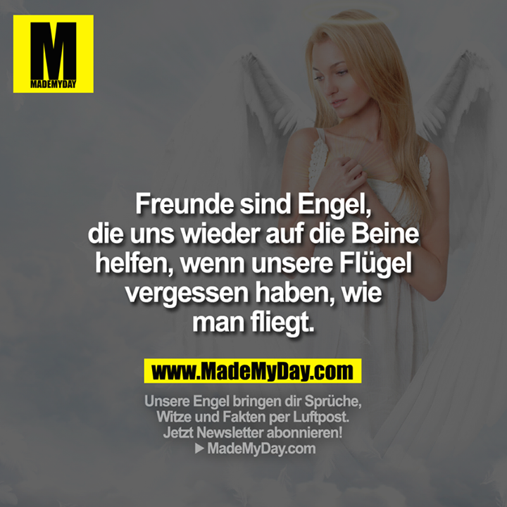 Freunde sind Engel, die uns wieder auf die Beine helfen, wenn unsere Flügel vergessen haben, wie man fliegt.