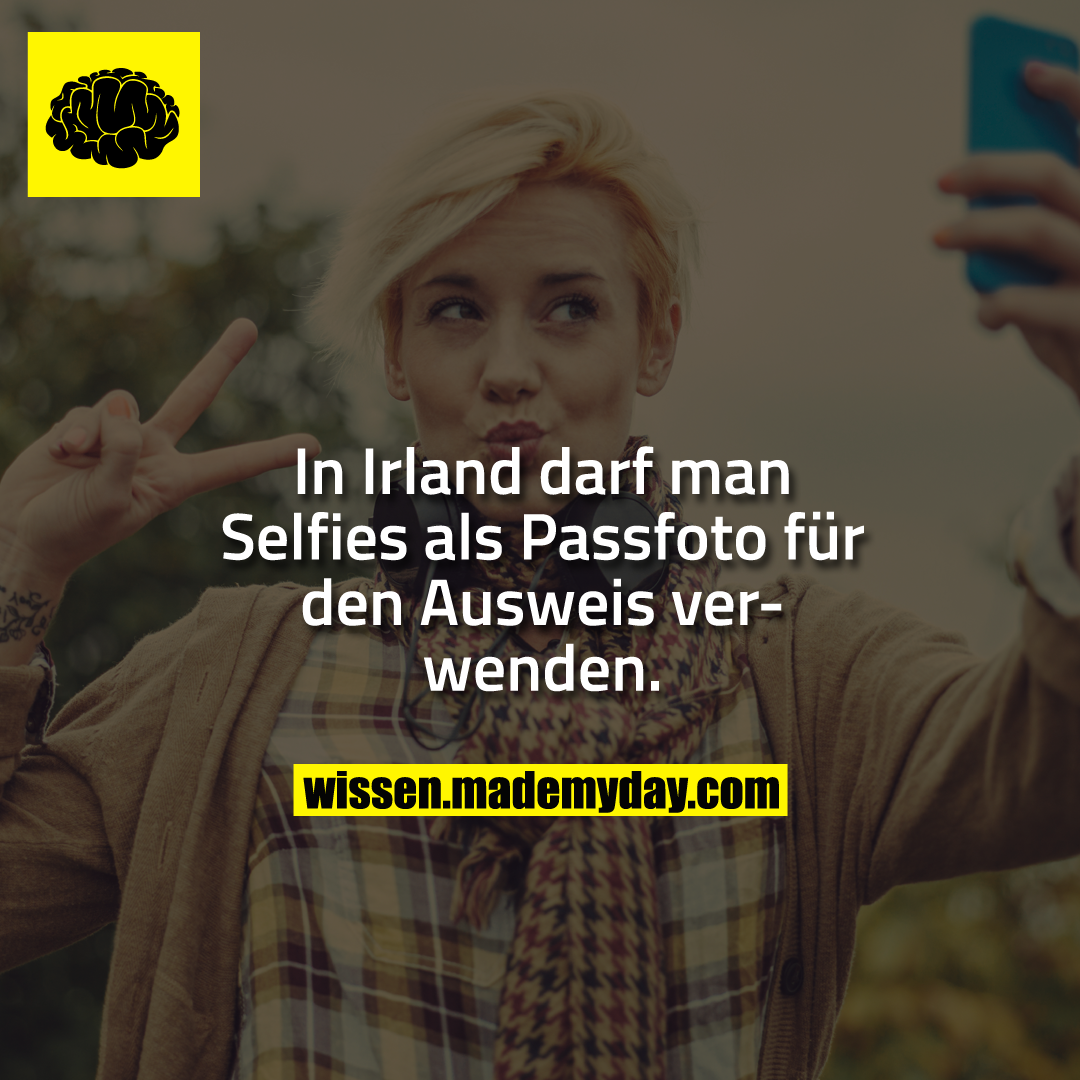 In Irland darf man Selfies als Passfoto für den Ausweis verwenden.