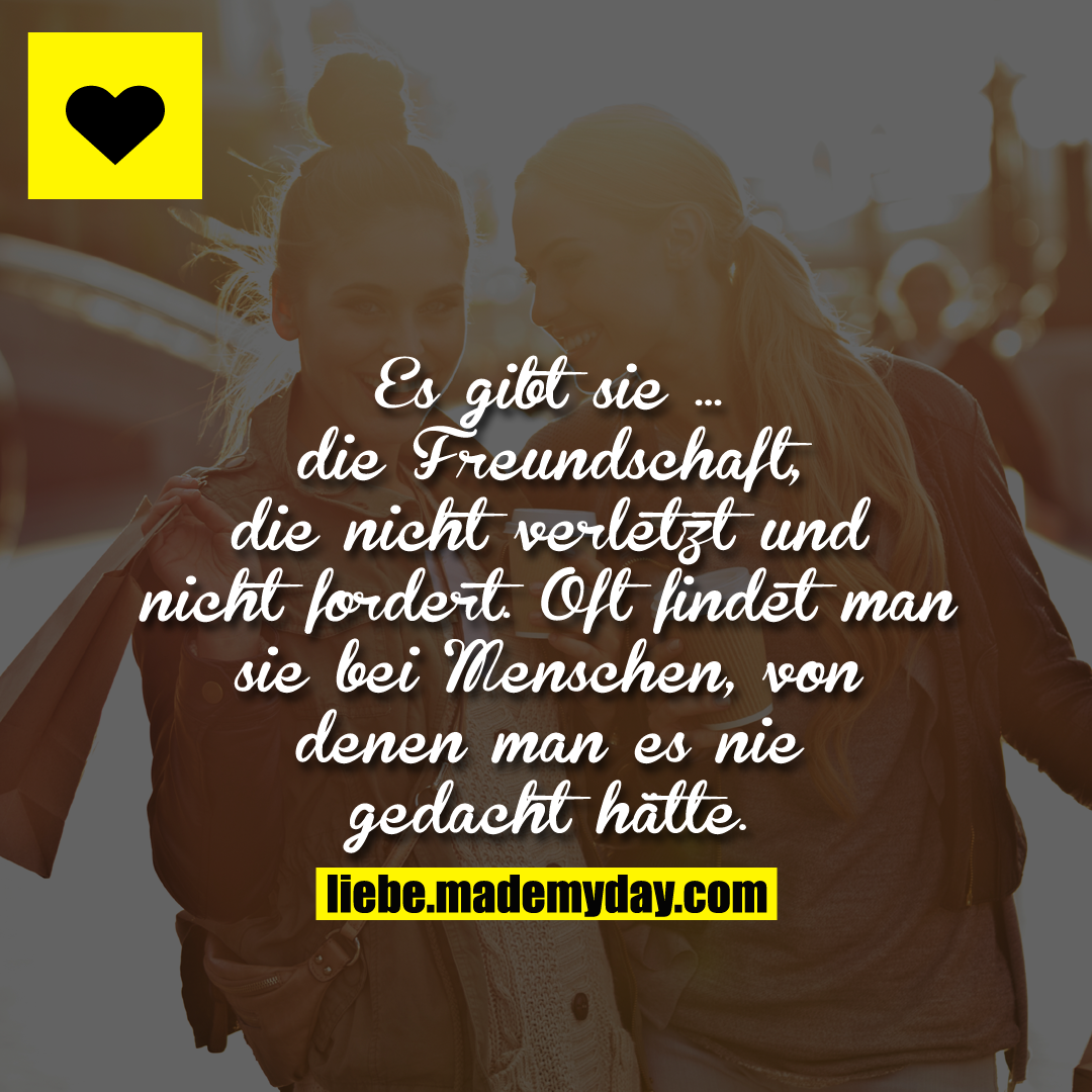 Es gibt sie ... die Freundschaft, die nicht verletzt und nicht fordert. Oft findet man sie bei Menschen, von denen man es nie gedacht hätte.