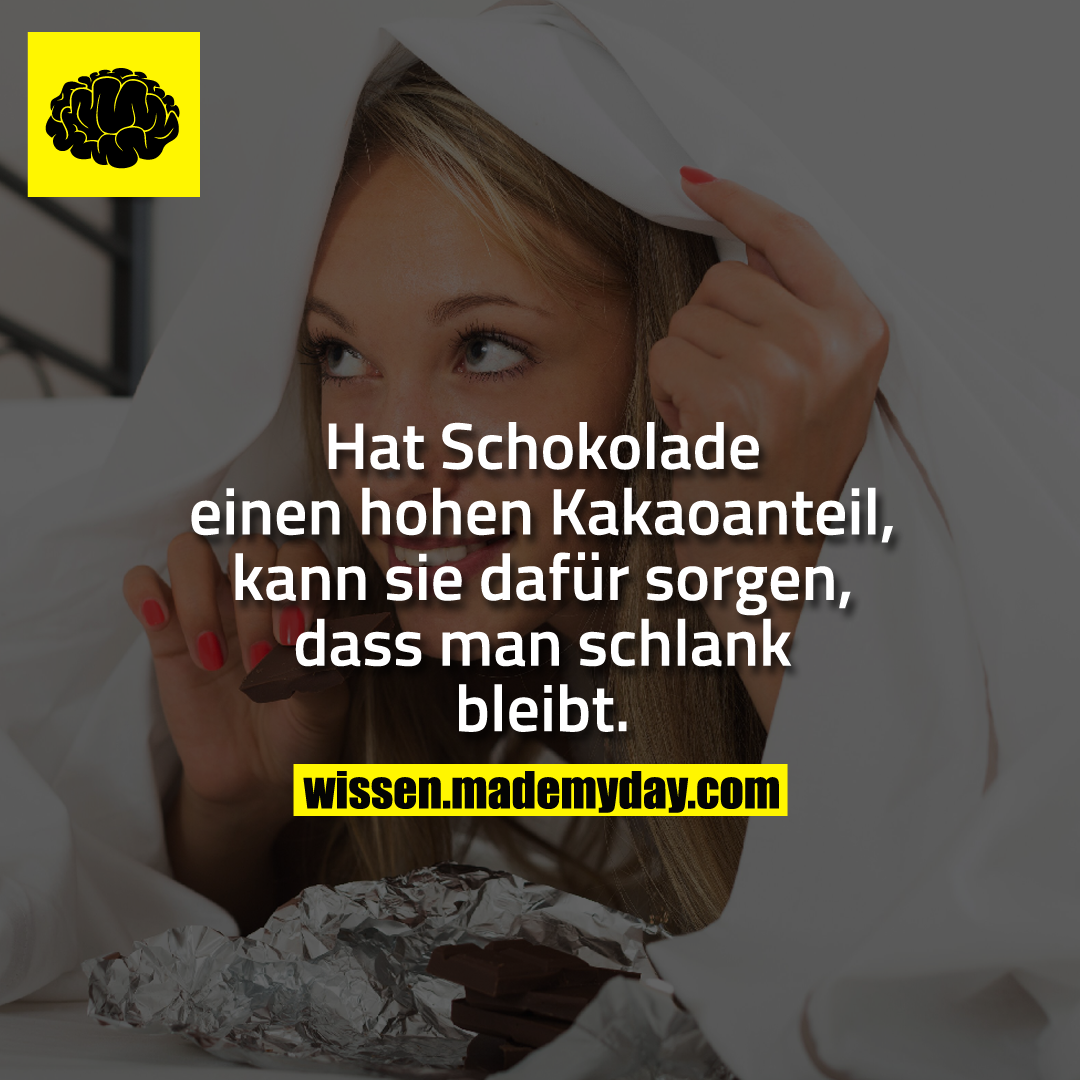 Hat Schokolade einen hohen Kakaoanteil, kann sie dafür sorgen, dass man schlank bleibt.