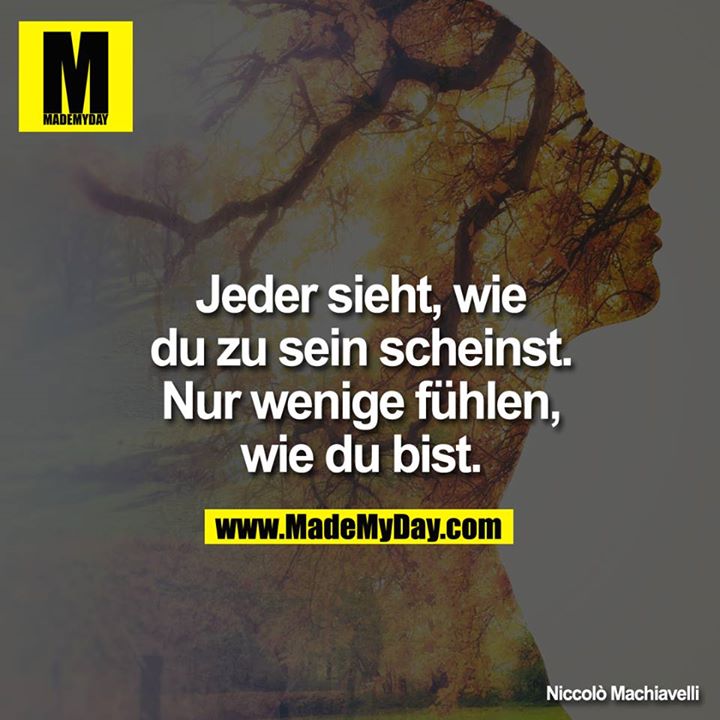 Jeder sieht, wie du zu sein scheinst. Nur wenige fühlen, wie du bist.