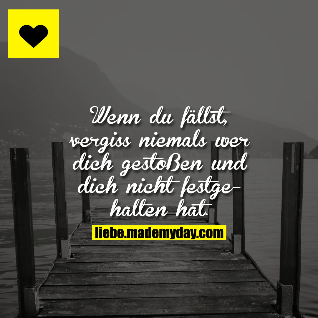 Wenn du fällst, vergiss niemals wer dich gestoßen und dich nicht festgehalten hat.