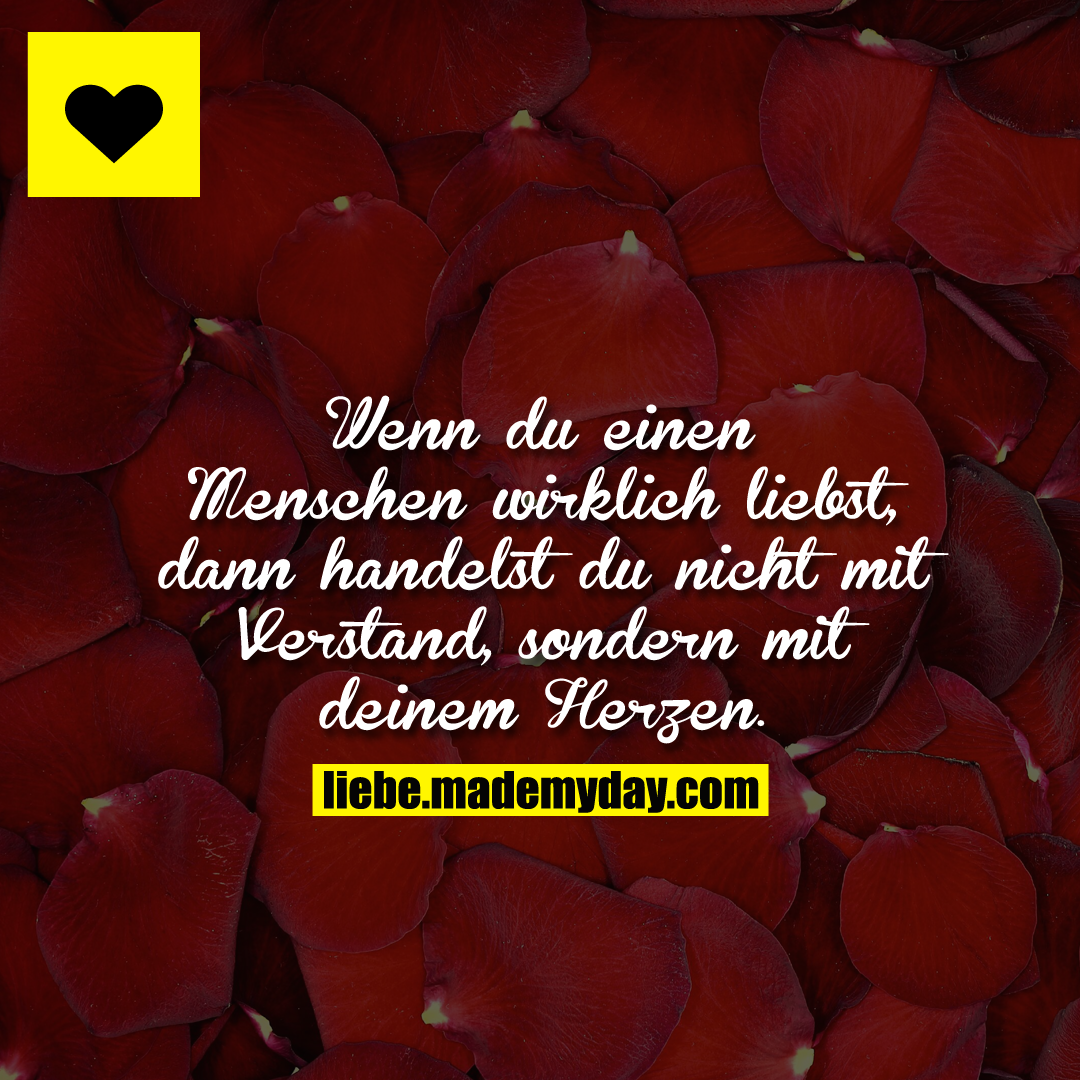 Wenn du einen Menschen wirklich liebst, dann handelst du nicht mit Verstand, sondern mit deinem Herzen.