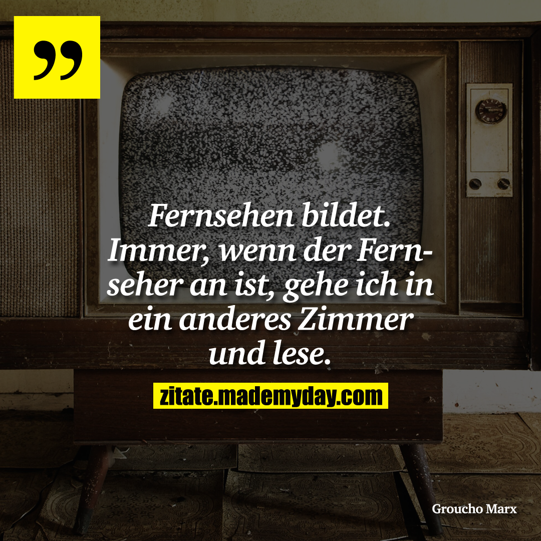 Fernsehen bildet. Immer, wenn der Fernseher an ist, gehe ich in ein anderes Zimmer und lese.