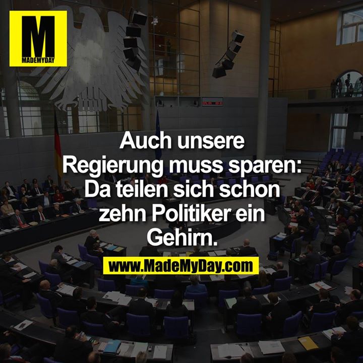 Auch unsere Regierung muss sparen: Da teilen sich schon zehn Politiker ein Gehirn.
