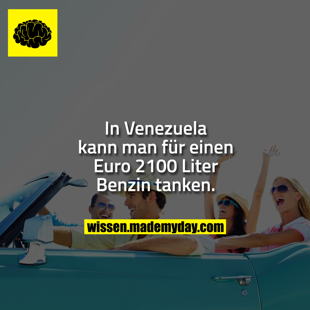 In Venezuela kann man für einen Euro 2100 Liter Benzin tanken.