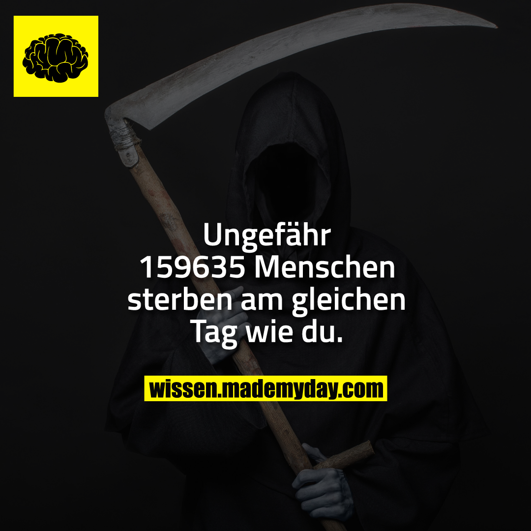 Ungefähr 159635 Mneschen sterben am gleichen Tag wie du.