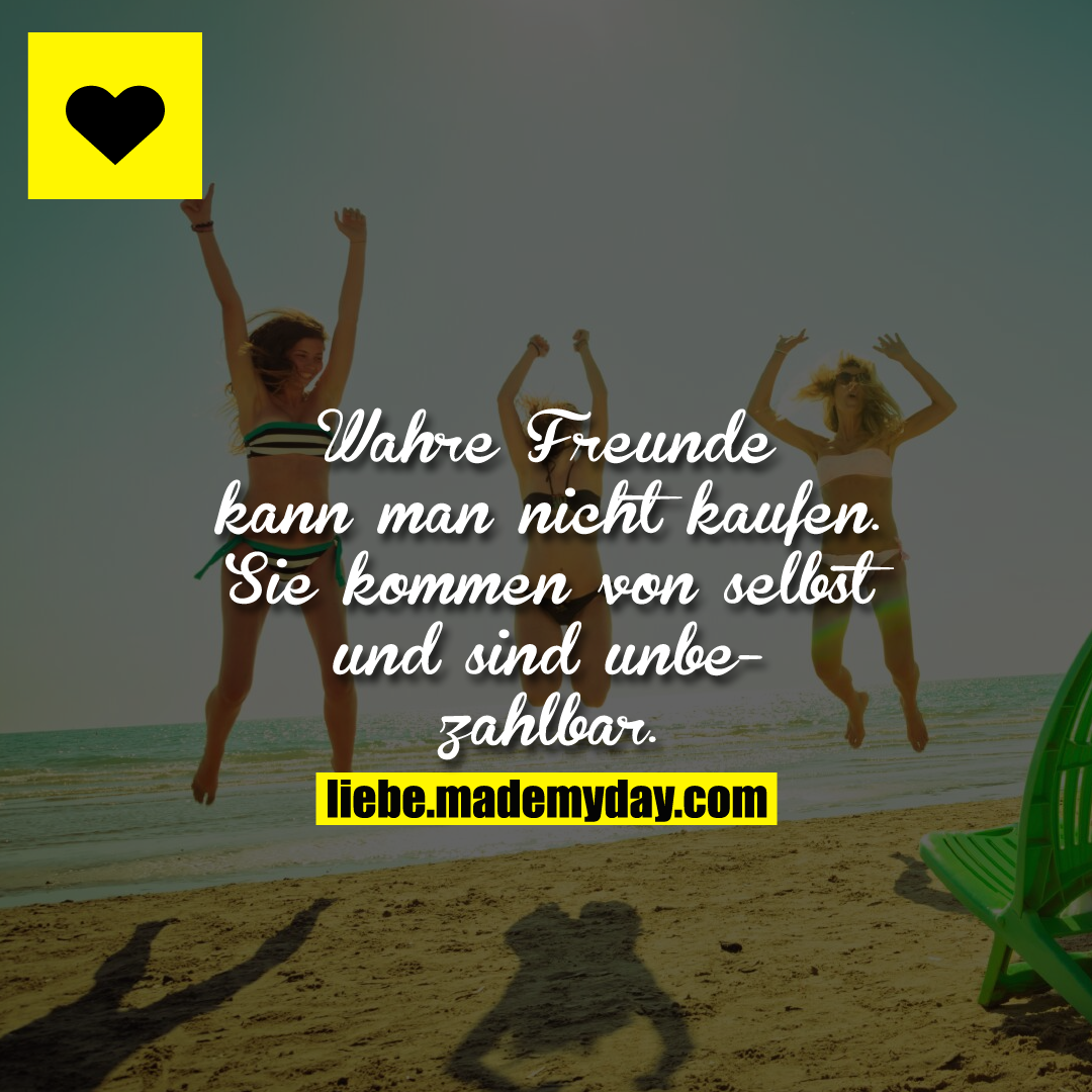 Wahre Freunde kann man nicht kaufen. Sie kommen von selbst und sind unbezahlbar.