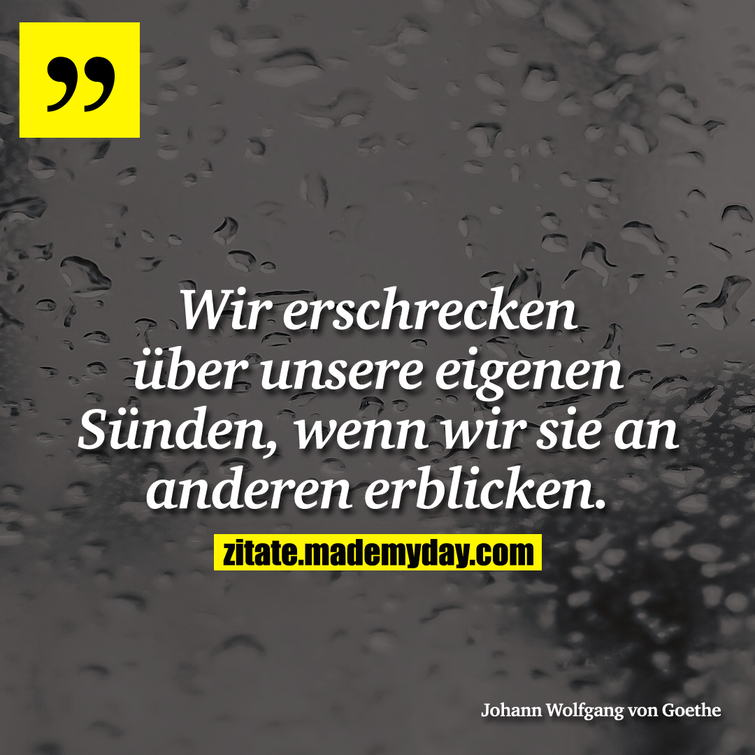 Wir erschrecken über unsere eigenen Sünden, wenn wir sie an anderen erblicken.