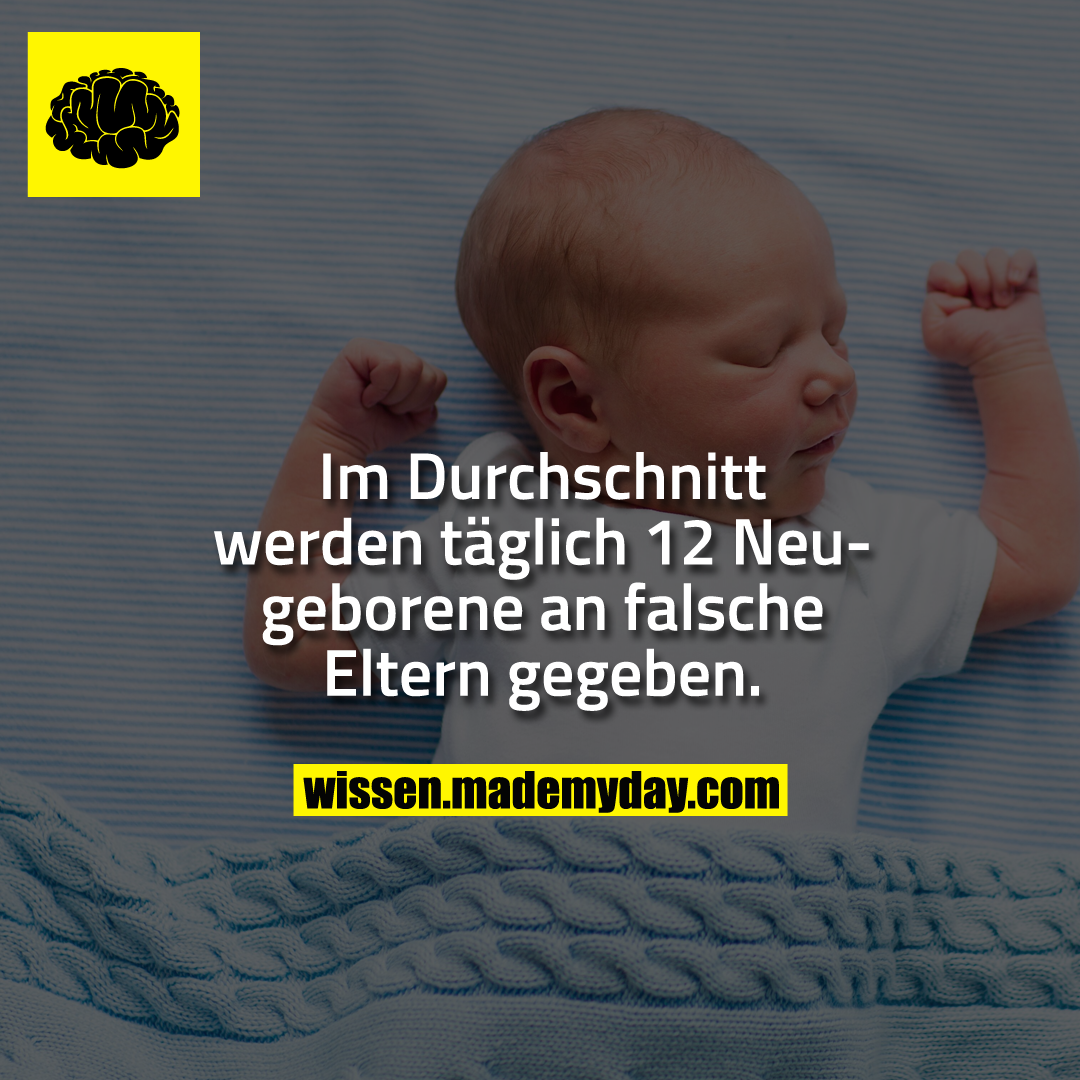 Im Durchschnitt werden täglich 12 Neugeborene an falsche Eltern gegeben.