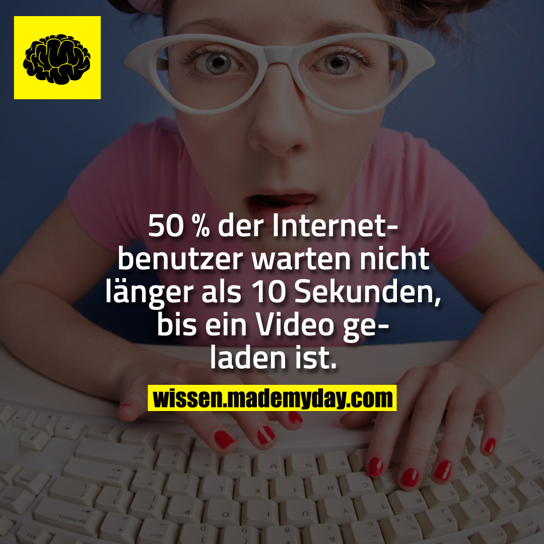 50 % der Internetbenutzer warten nicht länger als 10 Sekunden, bis ein Video geladen ist.