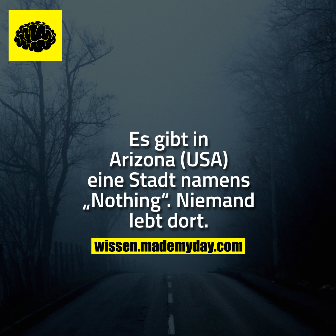Es gibt in Arizona (USA) eine Stadt namens „Nothing“. Niemand lebt dort.