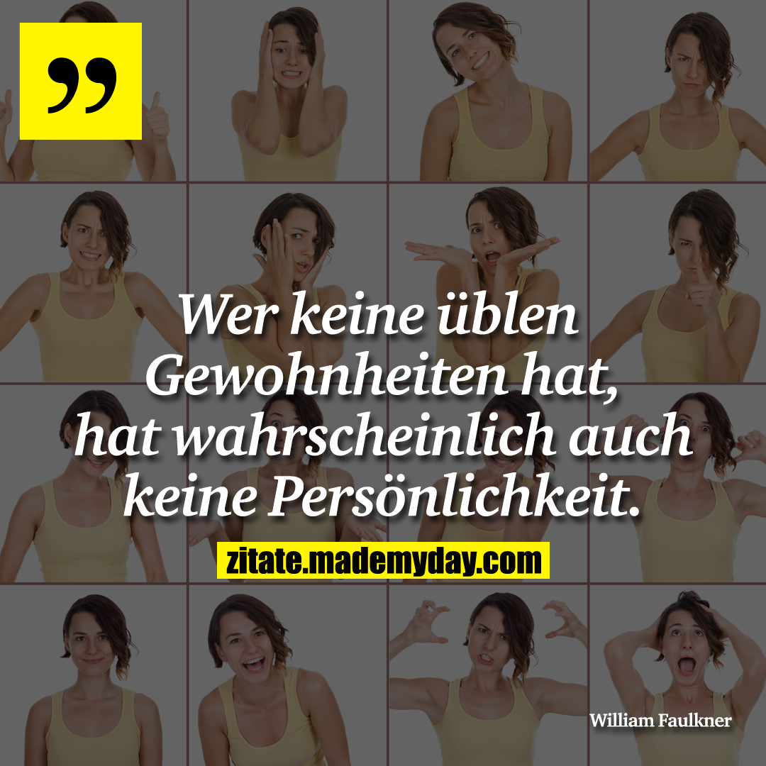 Wer keine üblen Gewohnheiten hat, hat wahrscheinlich auch keine Persönlichkeit.