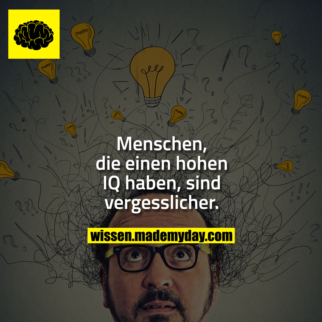 Menschen, die einen hohen IQ haben, sind vergesslicher.