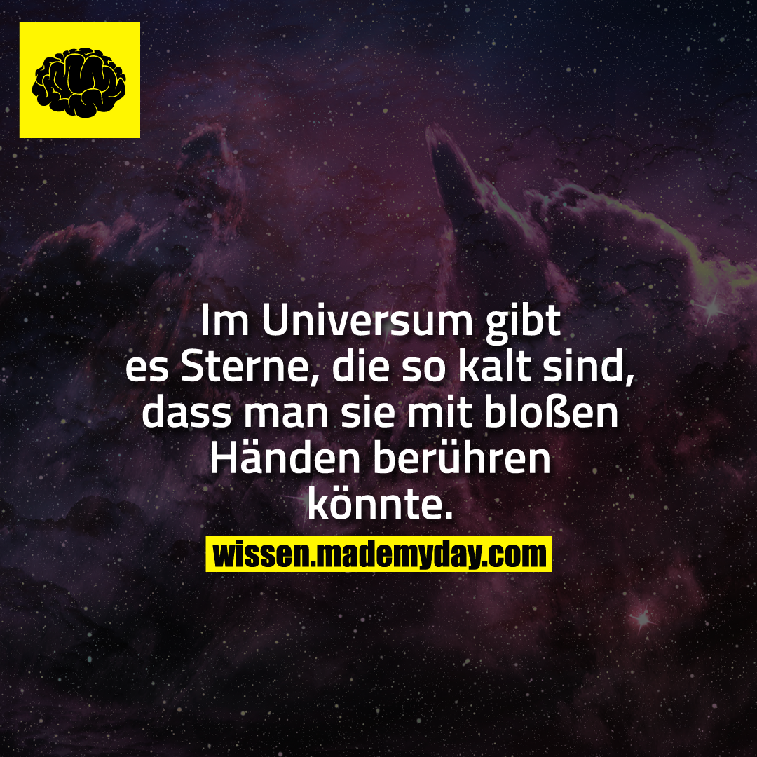 Im Universum gibt es Sterne, die so kalt sind, dass man sie mit bloßen Händen berühren könnte.