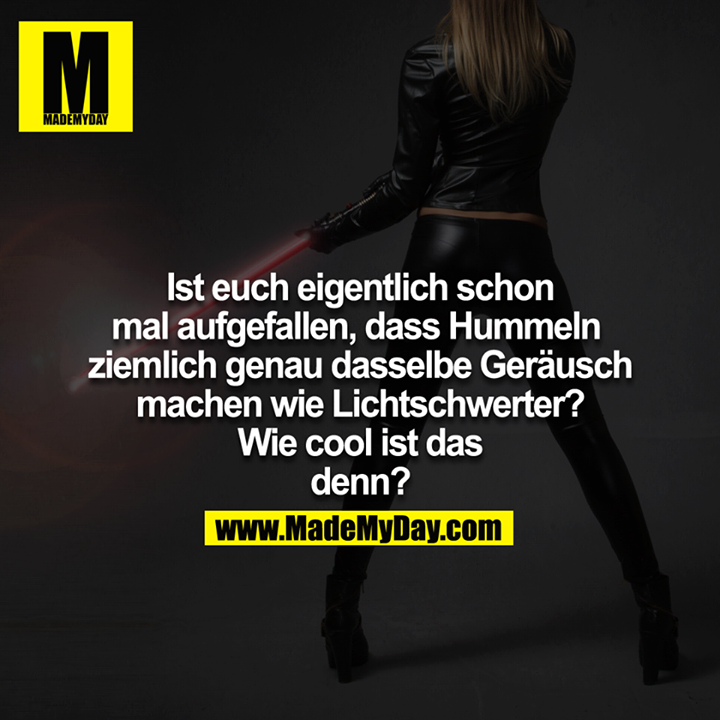 Ist Euch eigentlich schon mal aufgefallen, dass Hummeln ziemlich genau dasselbe Geräusch machen wie Lichtschwerter? Wie cool ist das denn?!<br />
