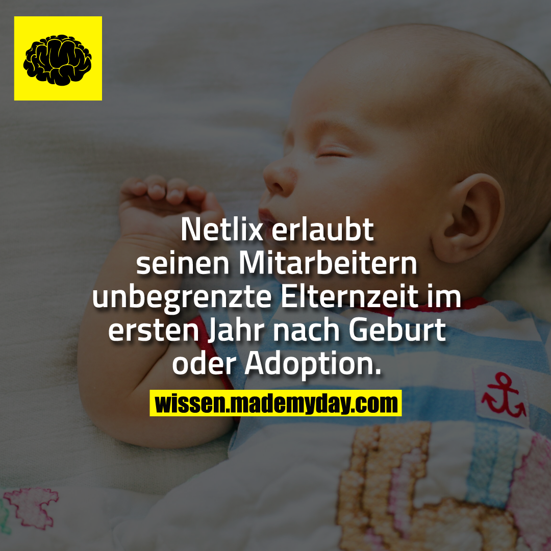 Netlix erlaubt seinen Mitarbeitern unbegrenzte Elternzeit im ersten Jahr nach Geburt oder Adoption.