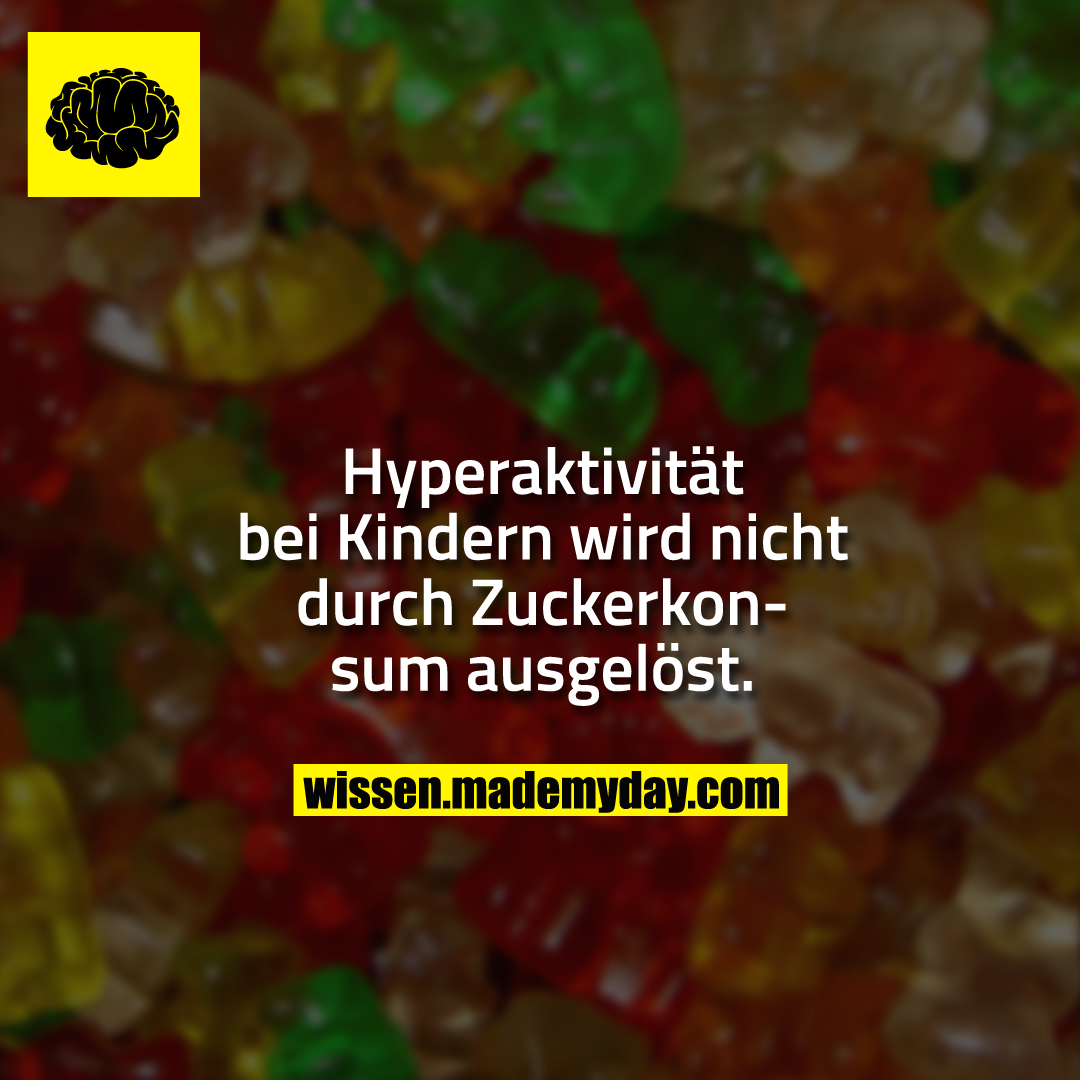 Hyperaktivität bei Kindern wird nicht durch Zuckerkonsum ausgelöst.