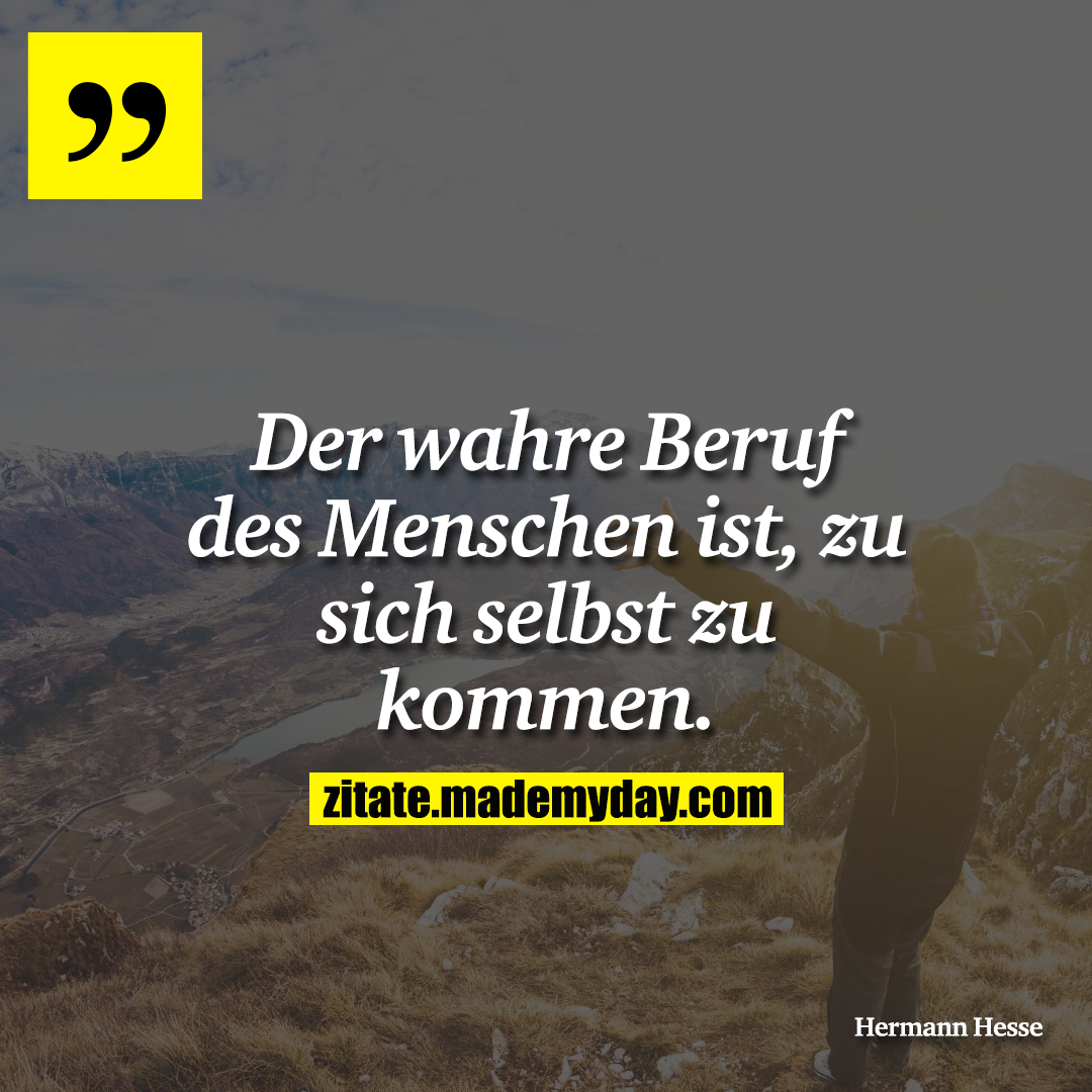Der wahre Beruf des Menschen ist, zu sich selbst zu kommen.