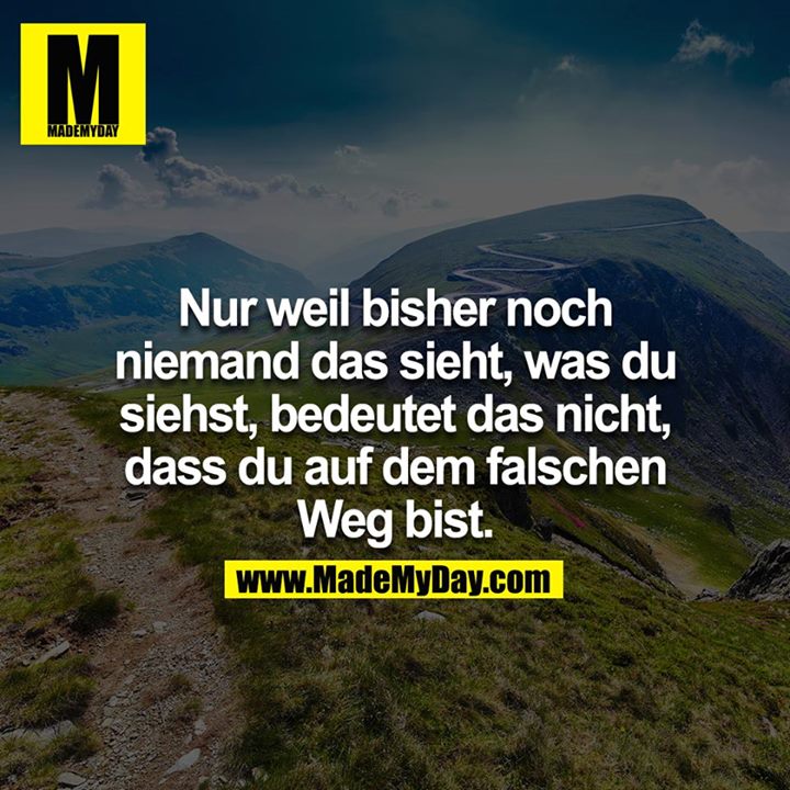Nur weil bisher noch niemand das sieht, was du siehst, bedeutet das nicht, dass du auf dem falschen Weg bist.