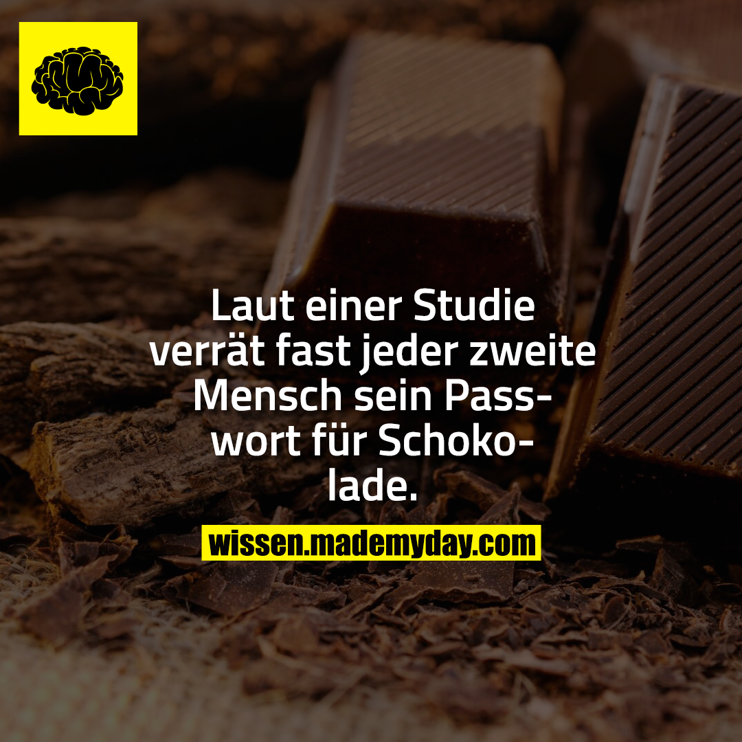 Laut einer Studie verrät fast jeder zweite Mensch sein Passwort für Schokolade.