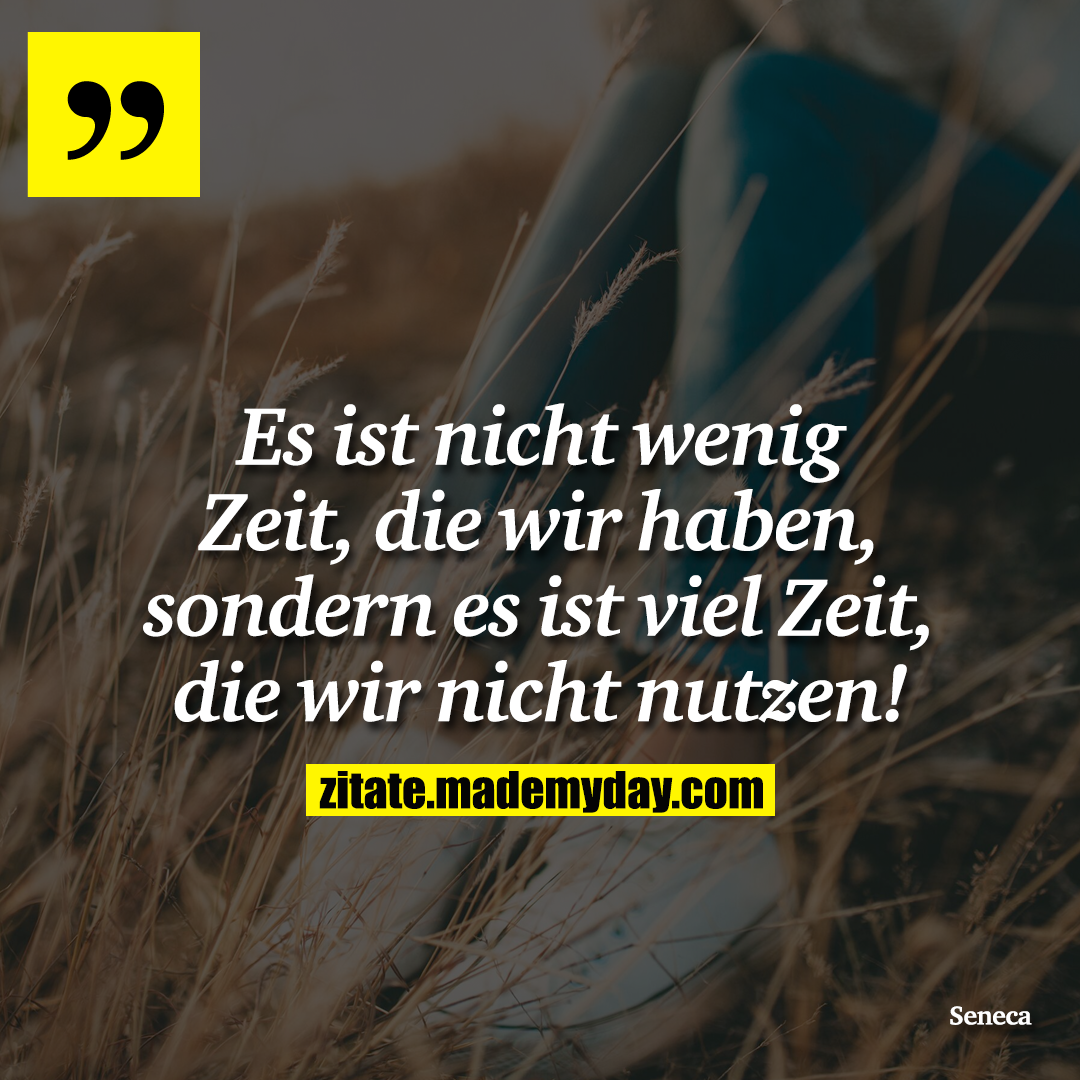 Es ist nicht wenig Zeit, die wir haben, sondern es ist viel Zeit, die wir nicht nutzen!