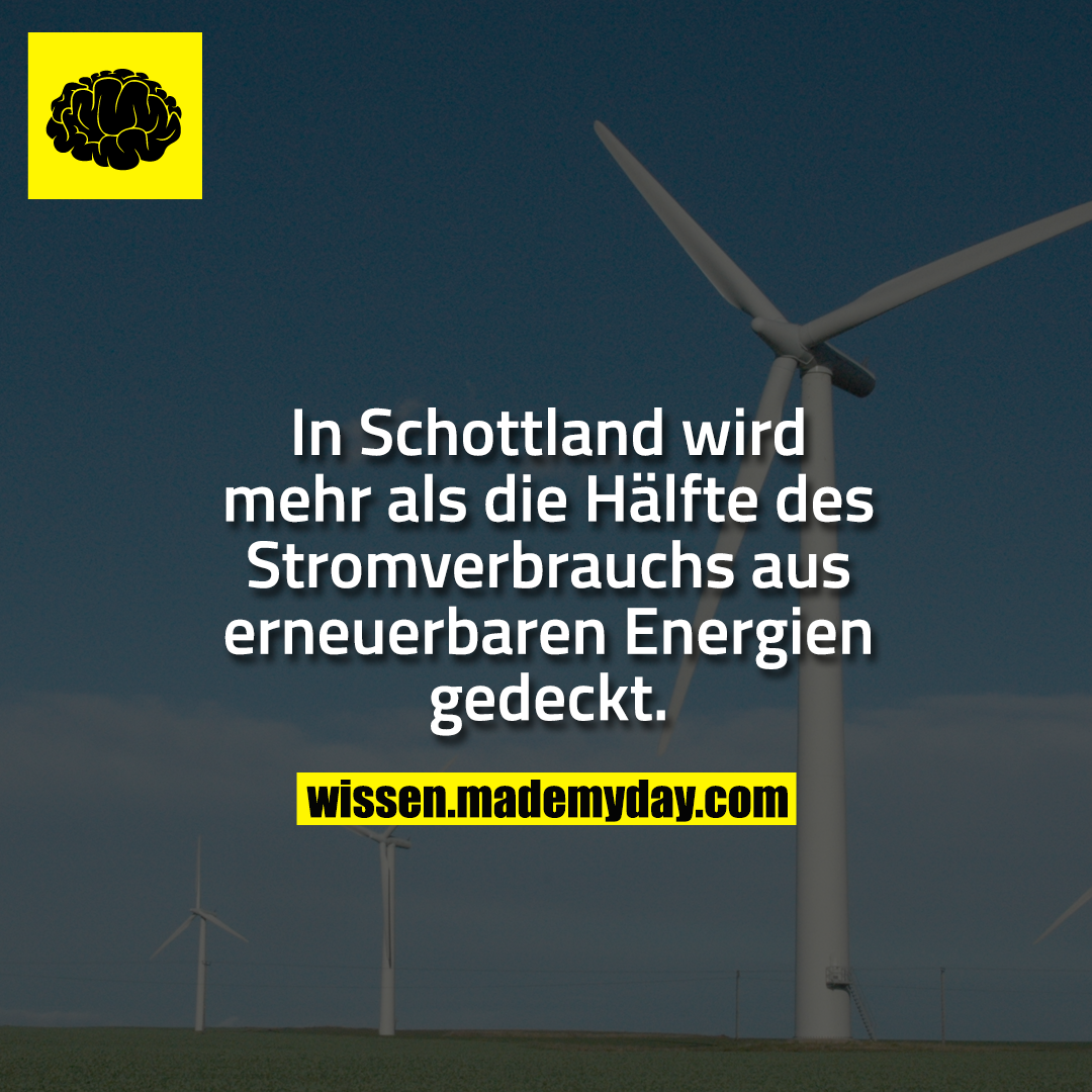 In Schottland wird mehr als die Hälfte des Stromverbrauchs aus erneuerbaren Energien gedeckt.