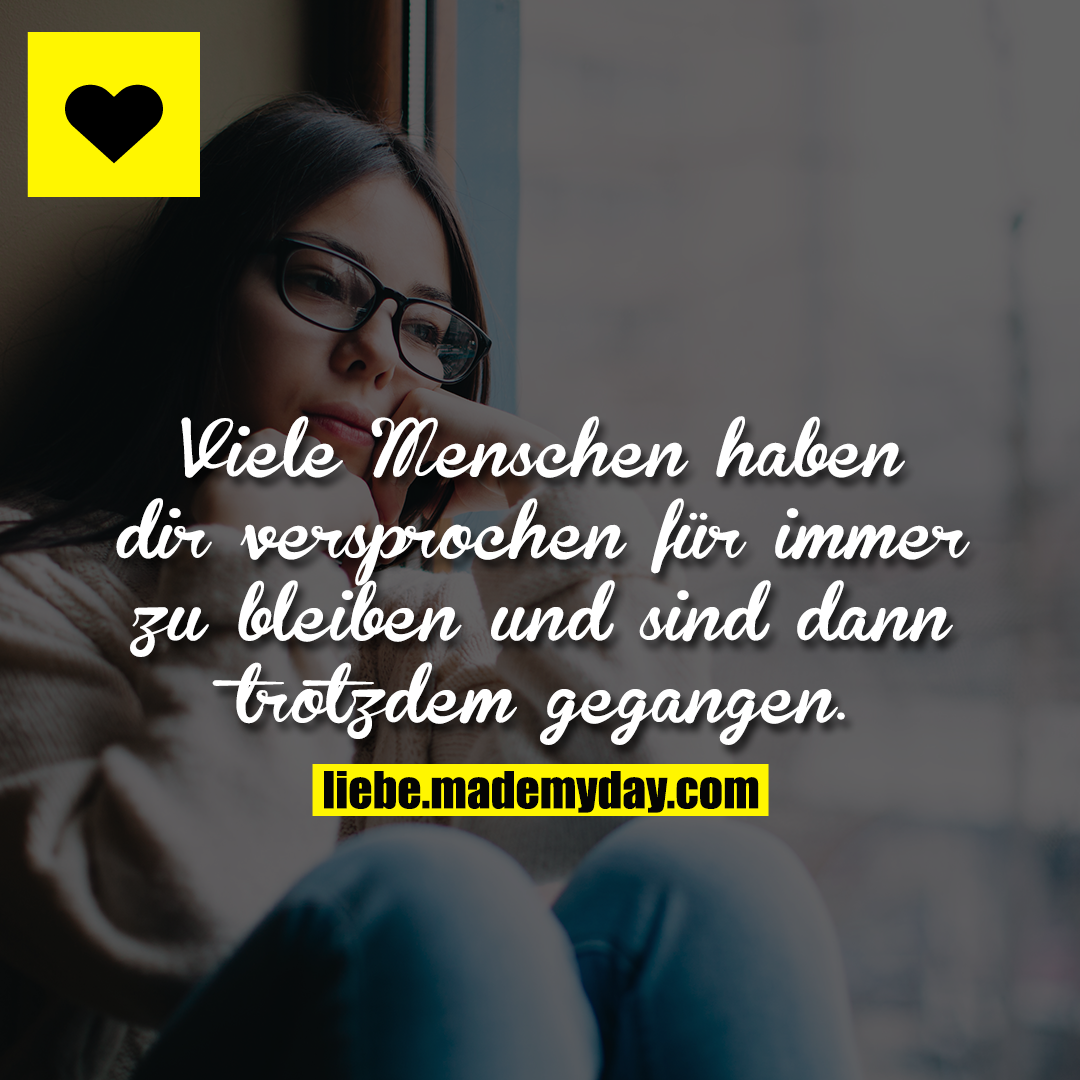 Viele Menschen haben dir versprochen für immer zu bleiben und sind dann trotzdem gegangen.