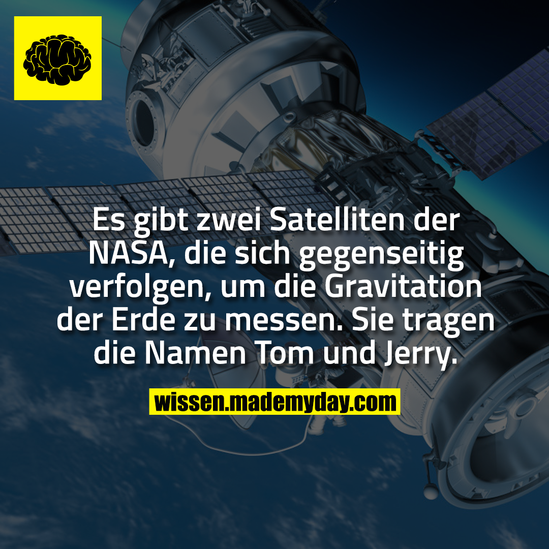 Es gibt zwei Satelliten der NASA, die sich gegenseitig verfolgen, um die Gravitation der Erde zu messen. Sie tragen die Namen Tom und Jerry.