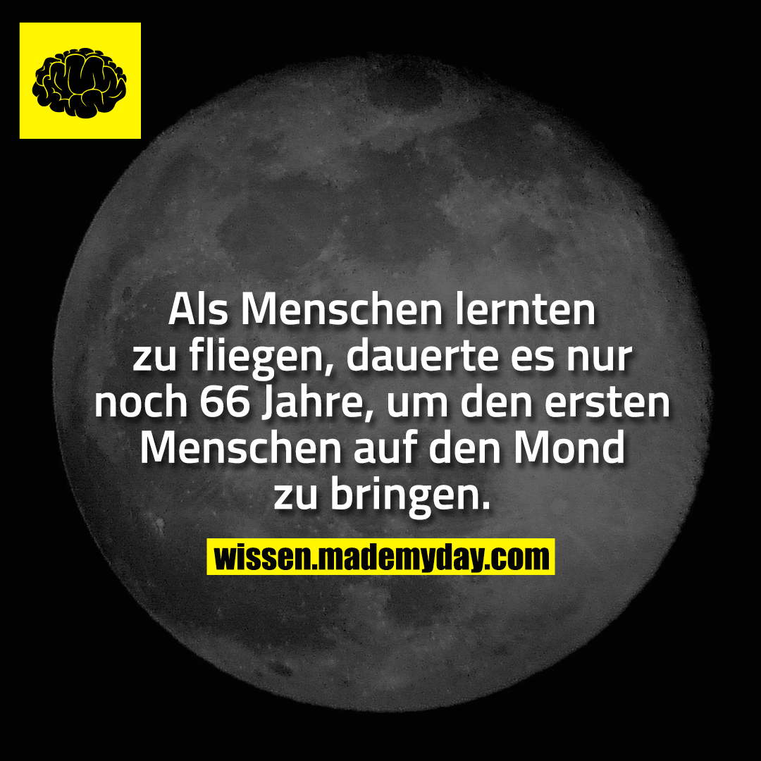 Als Menschen lernten zu fliegen, dauerte es nur noch 66 Jahre, um den ersten Menschen auf den Mond zu bringen.