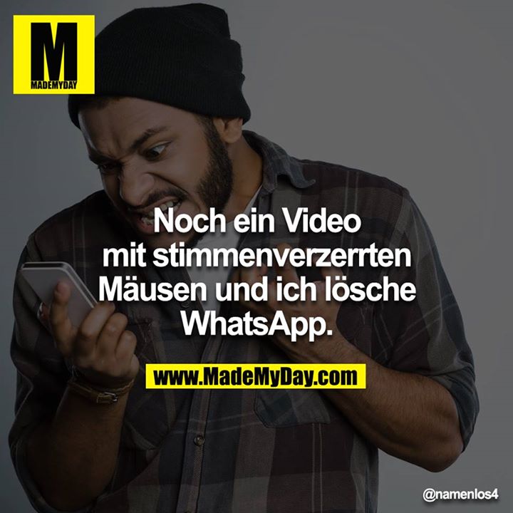 Noch ein Video mit stimmenverzerrten Mäusen und ich lösche WhatsApp.