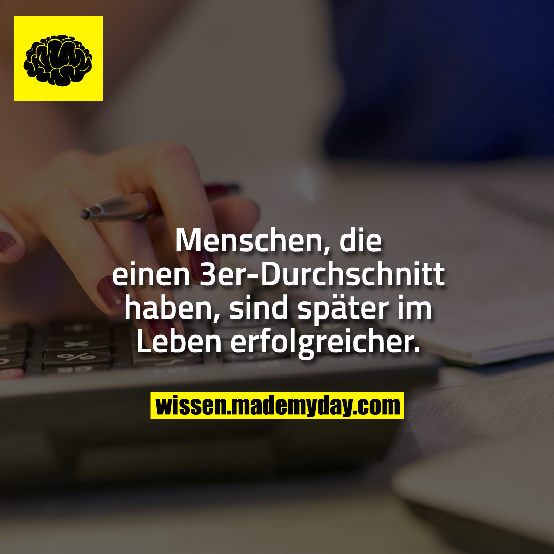Menschen, die einen 3er-Durchschnitt haben, sind später im Leben erfolgreicher.