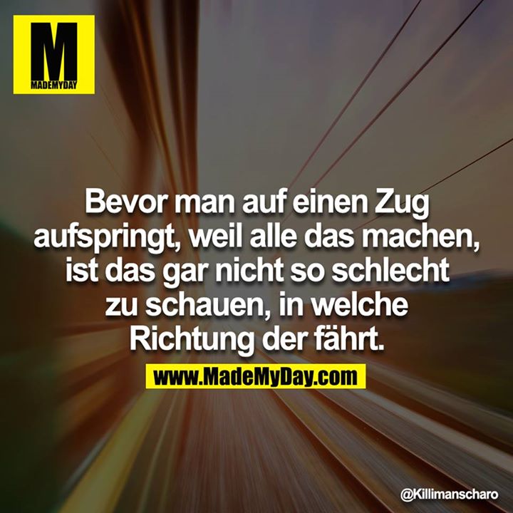 Bevor man auf einen Zug aufspringt, weil alle das machen, ist das gar nicht so schlecht zu schauen, in welche Richtung der fährt.