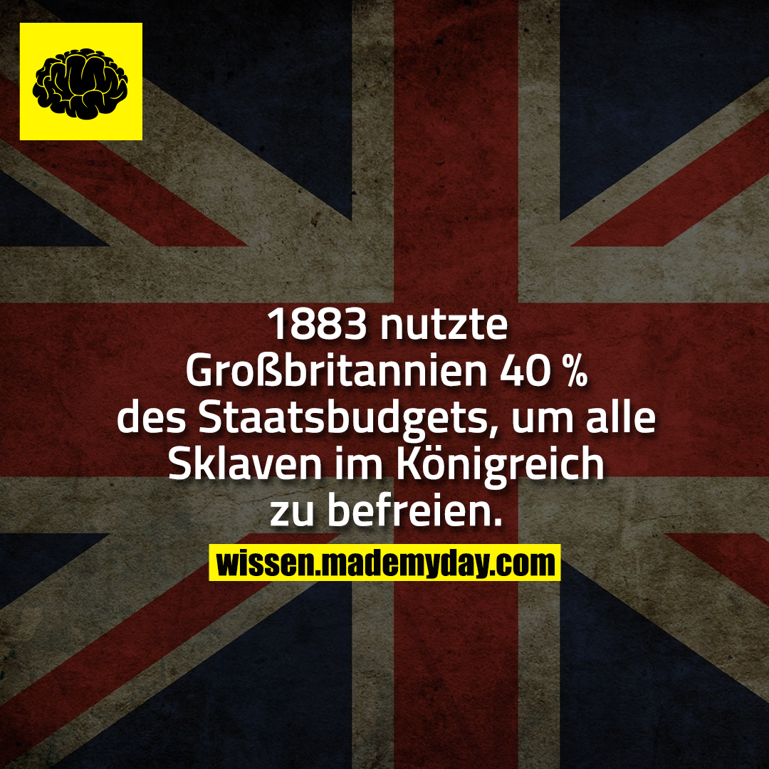 1883 nutzte Großbritannien 40 % des Staatsbudgets, um alle Sklaven im Königreich zu befreien.