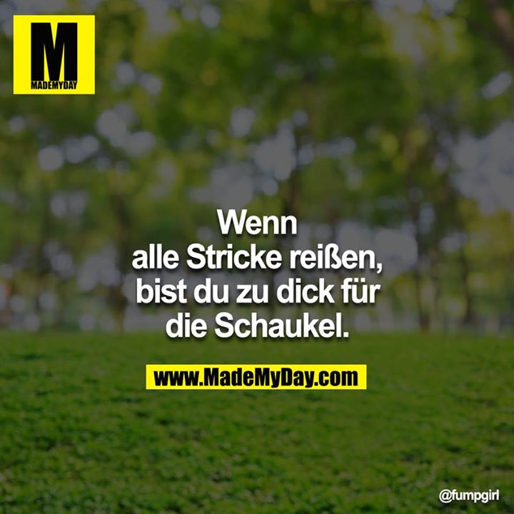Wenn alle Stricke reißen, bist du zu dick für die Schaukel.