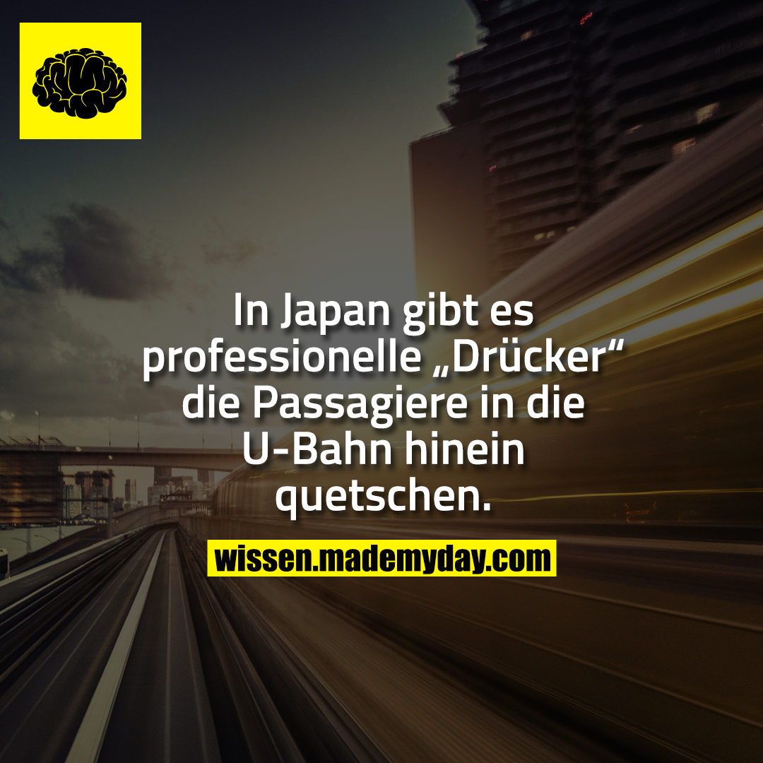 In Japan gibt es professionelle „Drücker“ die Passagiere in die U-Bahn hinein quetschen.