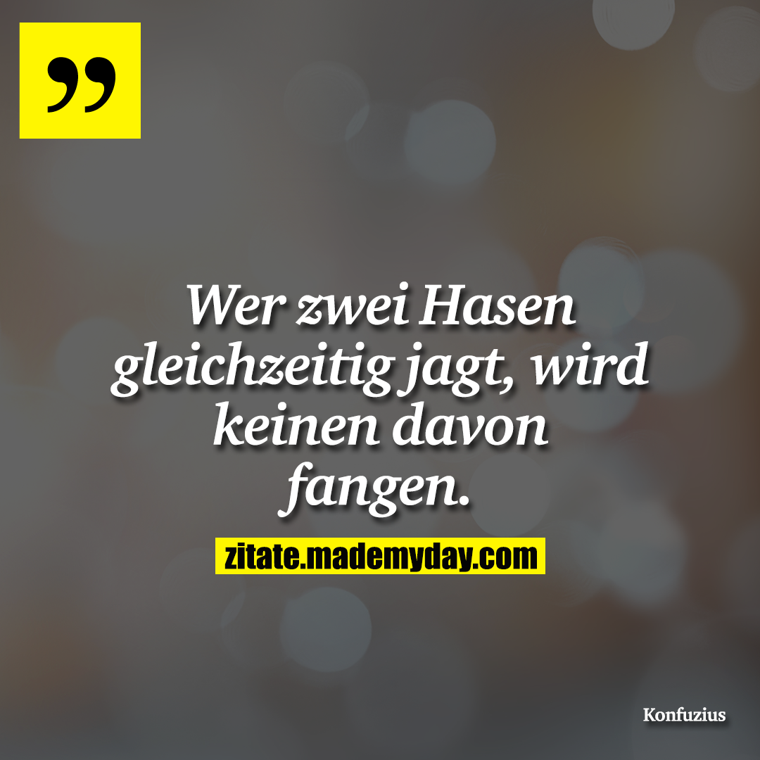Wer zwei Hasen gleichzeitig jagt, wird keinen davon fangen.