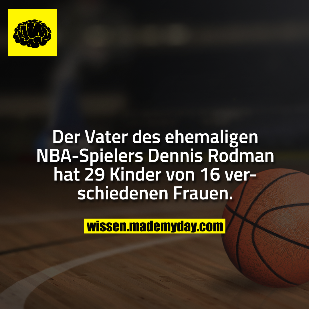 Der Vater des ehemaligen NBA-Spielers Dennis Rodman hat 29 Kinder von 16 verschiedenen Frauen.