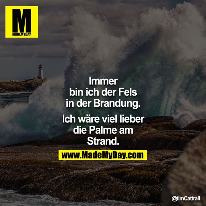 Immer bin ich der Fels in der Brandung.<br />
<br />
Ich wäre viel lieber die Palme am Strand.
