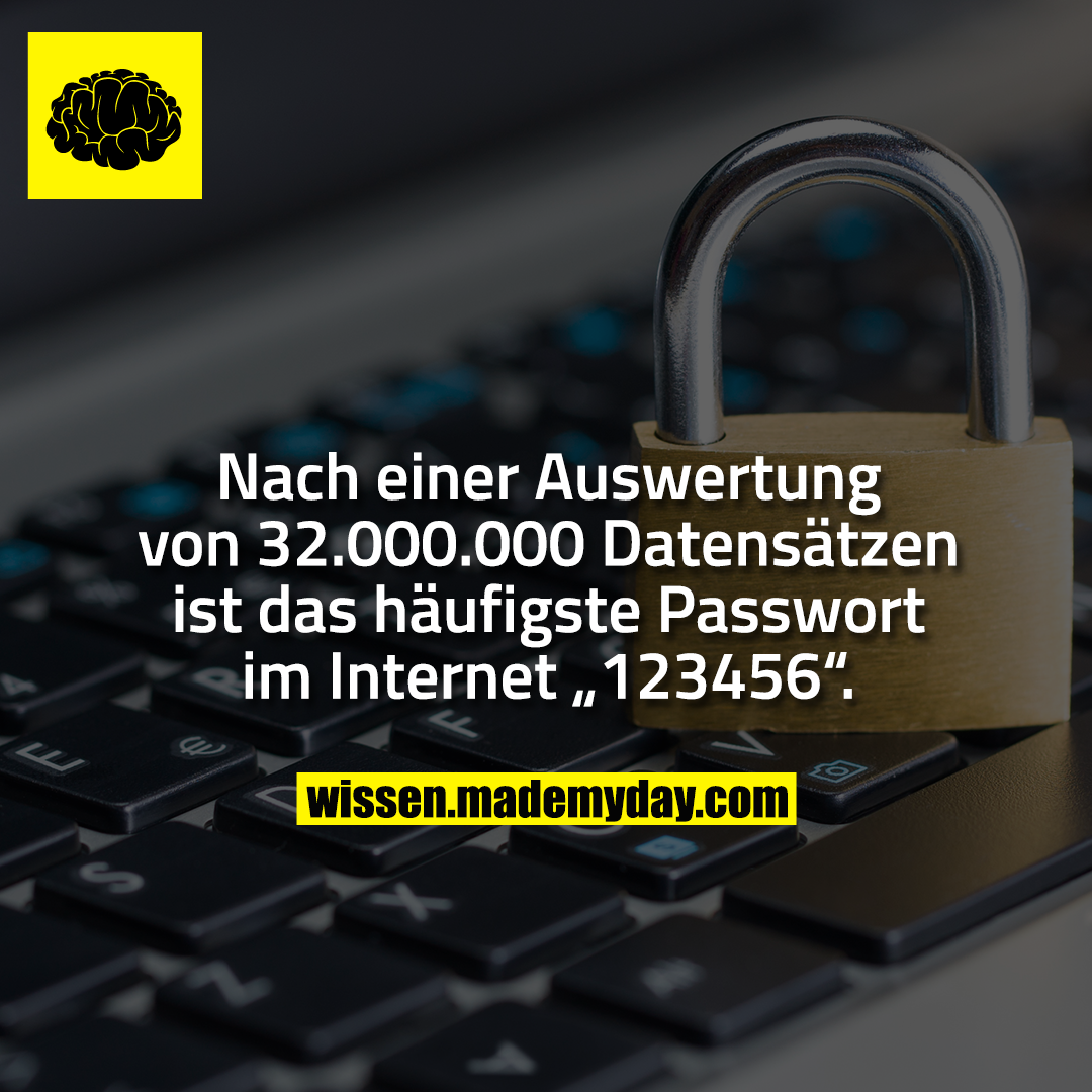 Nach einer Auswertung von 32.000.000 Datensätzen ist das häufigste Passwort im Internet „123456“.