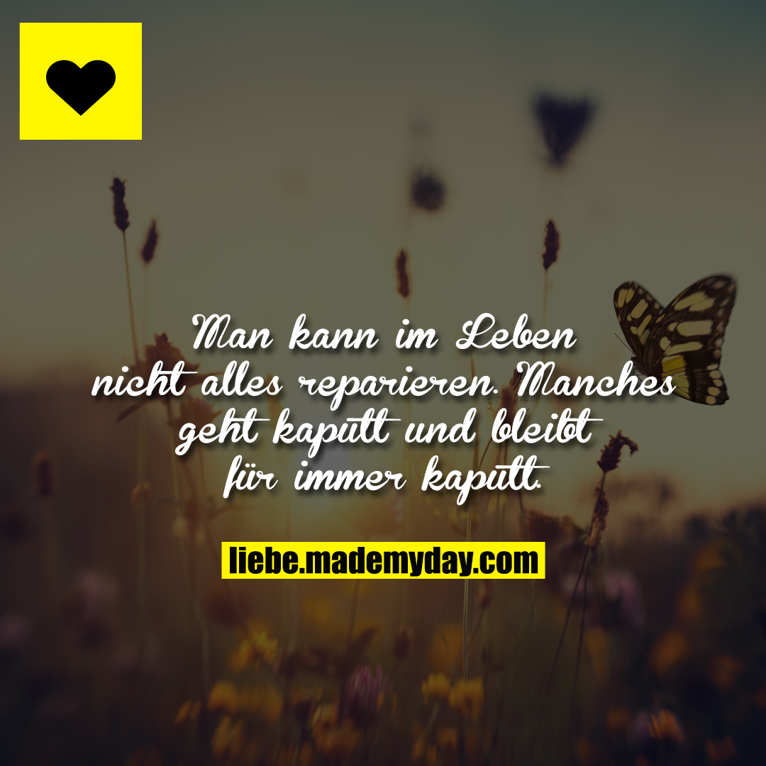 Man kann im Leben nicht alles reparieren. Manches geht kaputt und bleibt für immer kaputt.